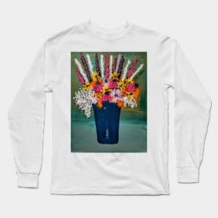 Some abstract mixed flowers in a metallic vase Long Sleeve T-Shirt